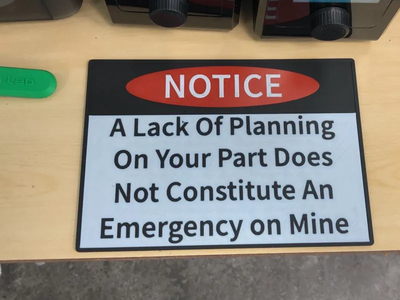 Sign - A Lack of Planning