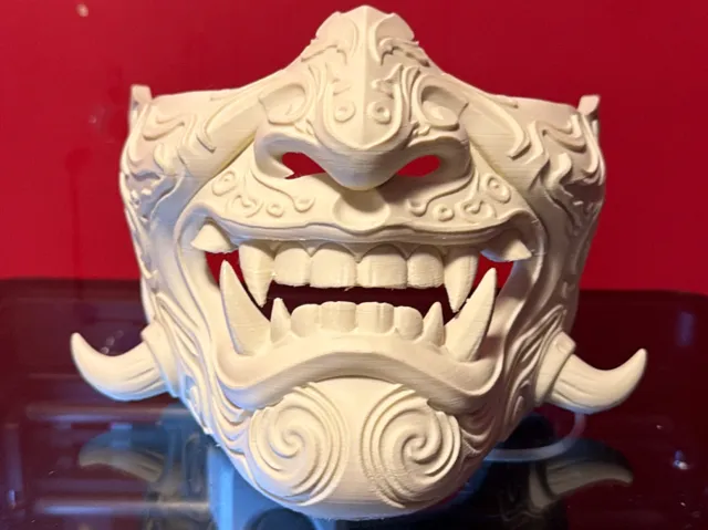 Half face Ornamental Oni mask (wearable)