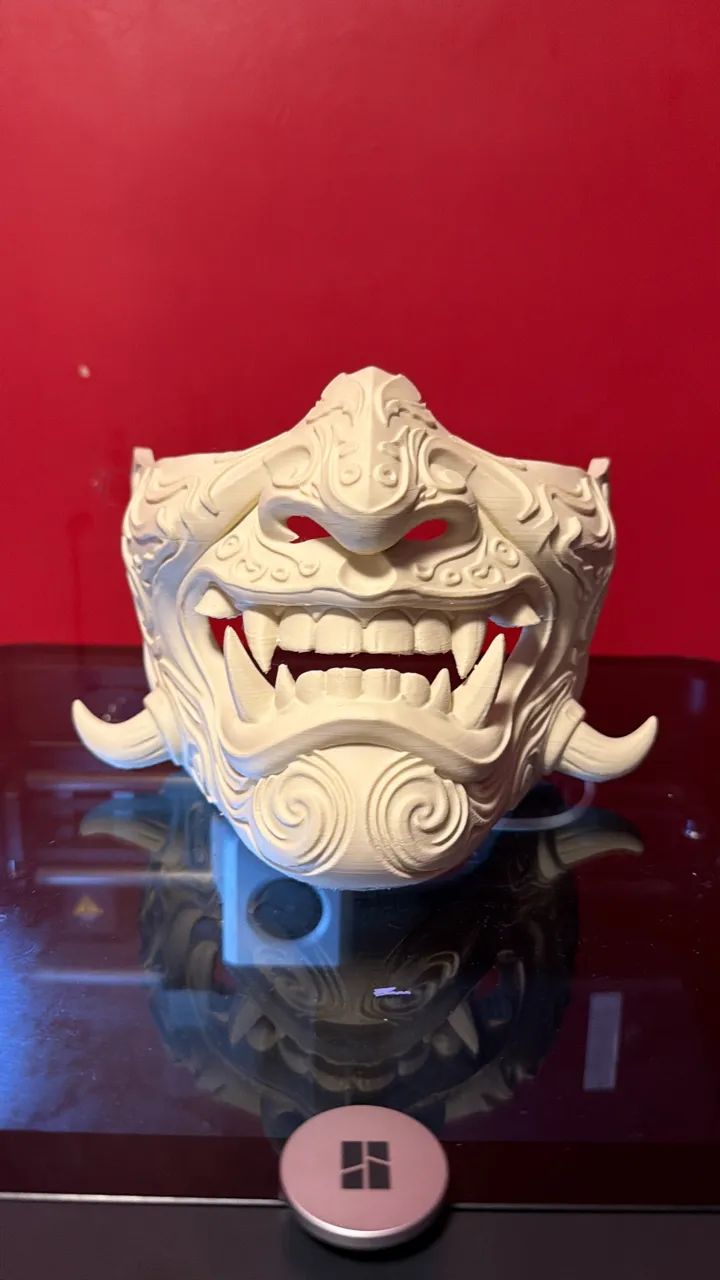 Half face Ornamental Oni mask (wearable) view 2