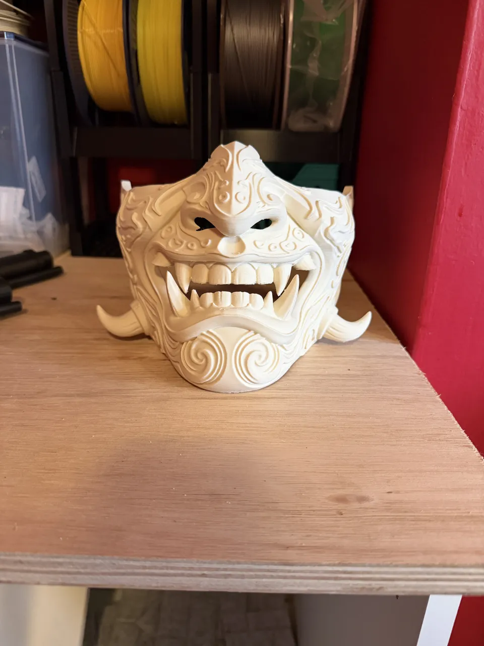 Half face Ornamental Oni mask (wearable) view 3