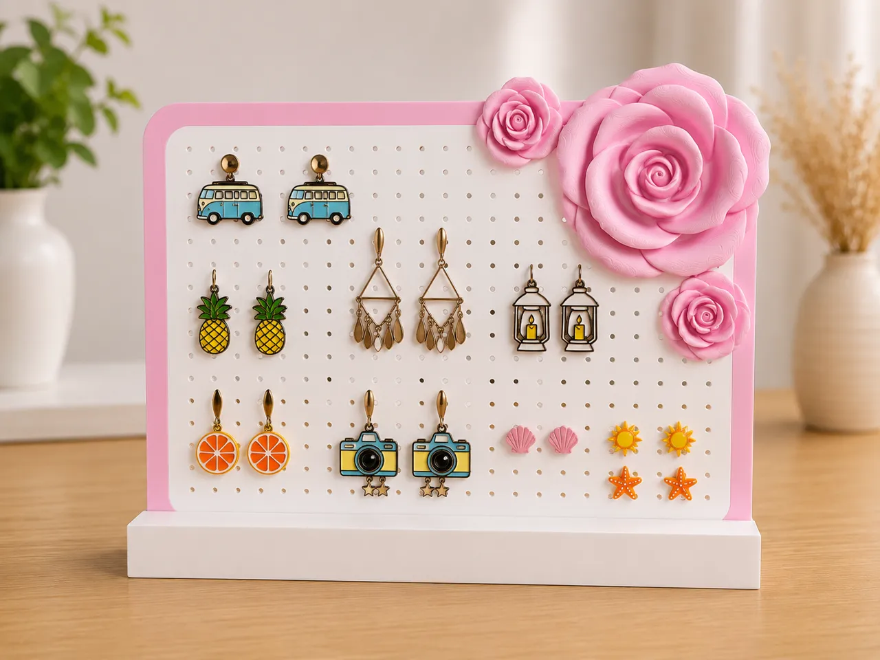 Expositor de pendientes con rosas view 4