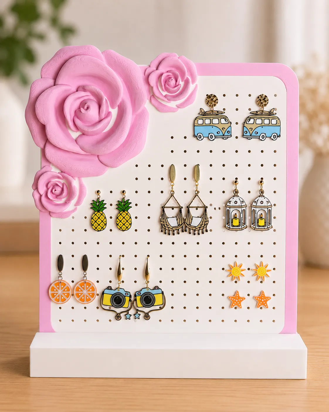 Expositor de pendientes con rosas view 2