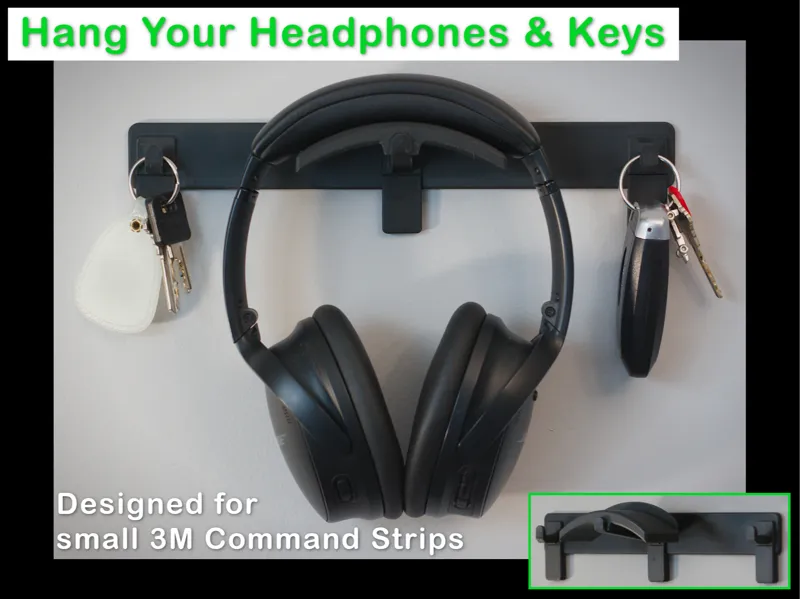 Headphones & Keys Hooks (for 3M Command Strips)
