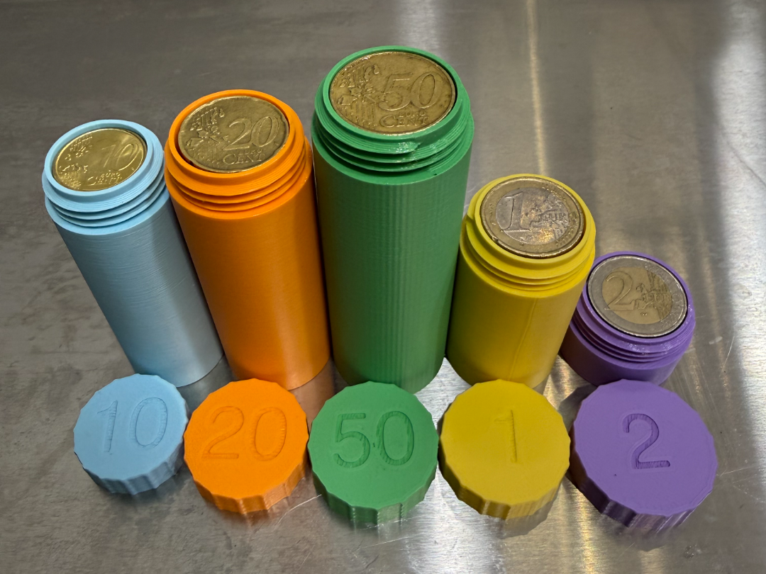 Euro Coin Tubes with Screw Cap – 1€ 2€ 50c 20c 10c