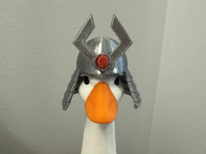 Silver Samurai helmet for desk goose