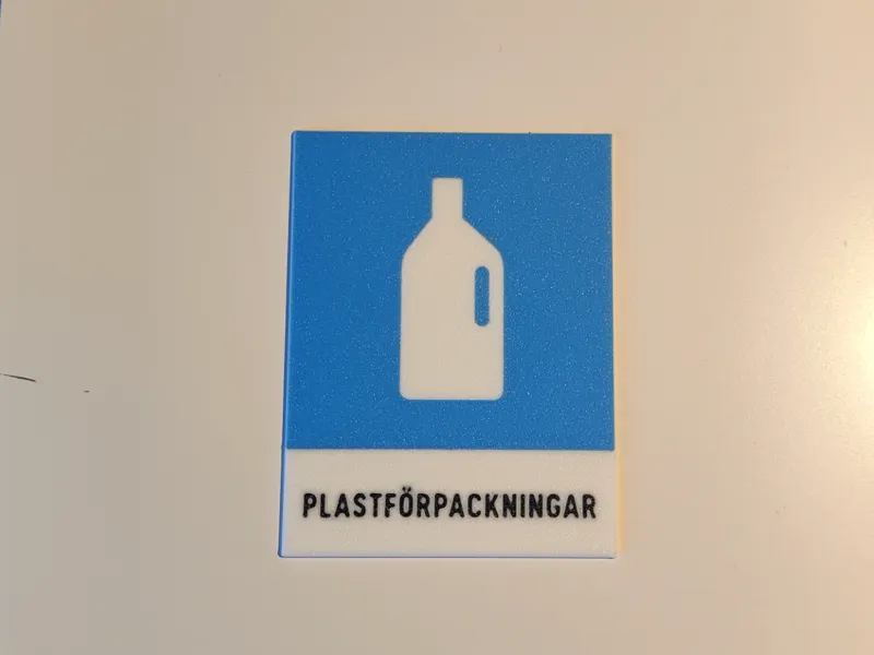 skylt för plastförpackningar