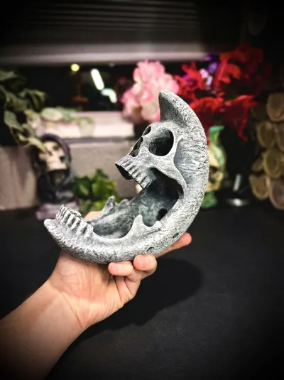 Regalo da collezione con ornamento decorativo a tema teschio, luna e pianeta