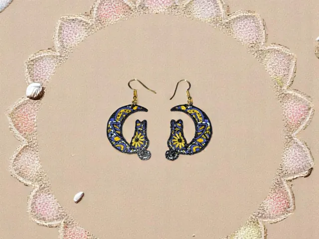 Mandala cat earrings