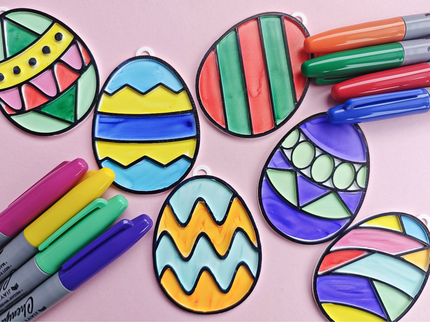 Ostern Malset Schablonen – 6 Ostereier mit Muster