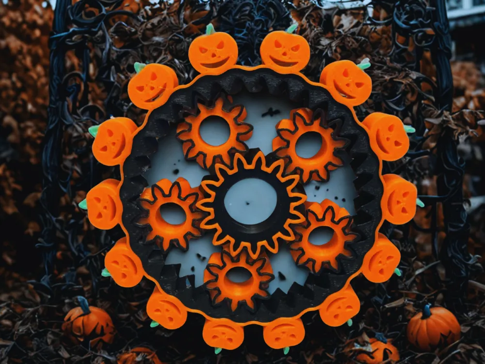 Fidget Spinner Halloween Pumpkin Planetary Gear - Free 3D Print Model ...