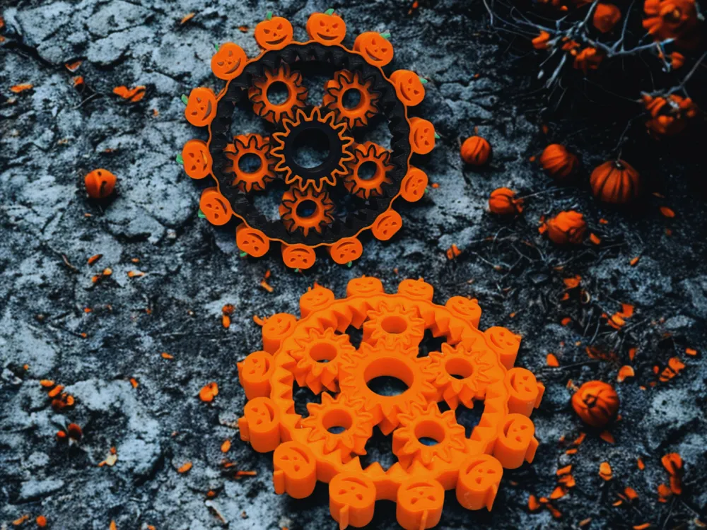 Fidget Spinner Halloween Pumpkin Planetary Gear - Free 3D Print Model ...