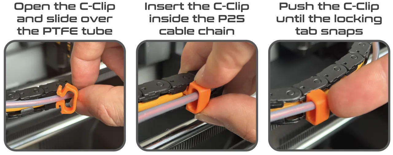 P2S No-Rub C-Clips (PTFE tube on cable chain) view 4