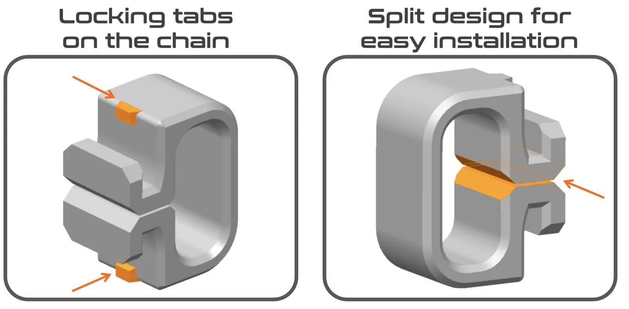 P2S No-Rub C-Clips (PTFE tube on cable chain) view 3