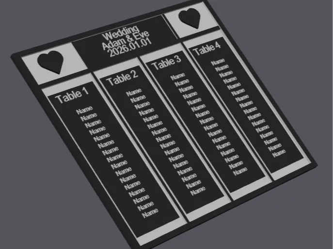 Customizable Wedding Seating Chart 4Tables2Colors