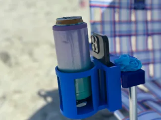 Beach chair phone/cup holder