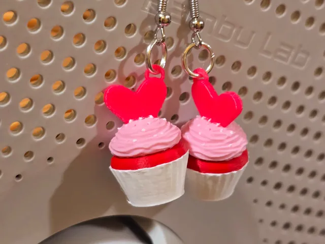 3D Valentine's day cupcake earrings