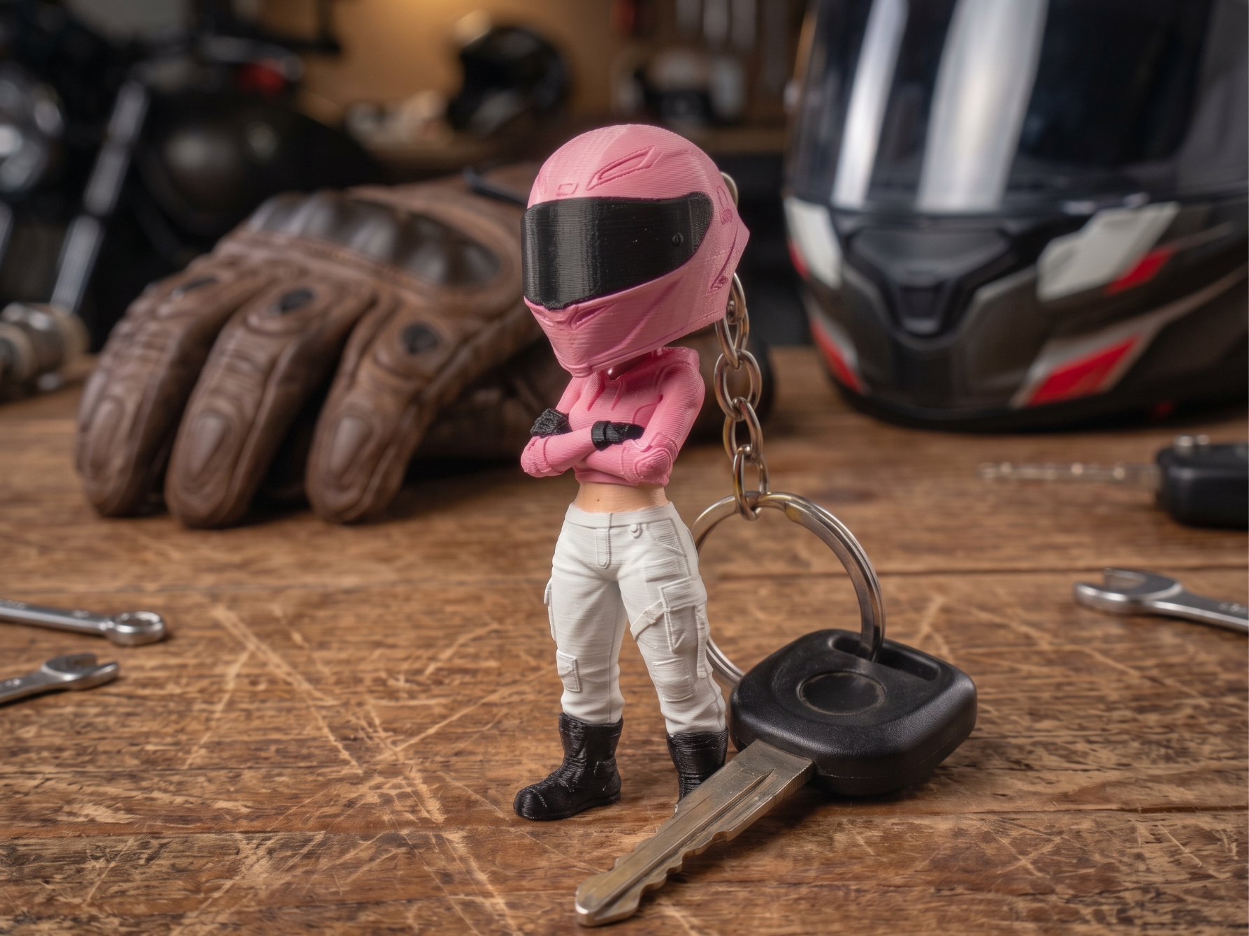 Biker Girl Schlüsselanhänger / Rider Keychain - 1