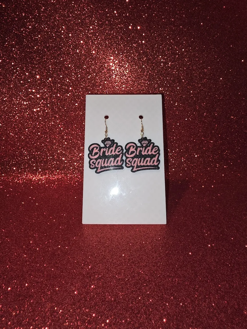 Bride squad earrings view 2