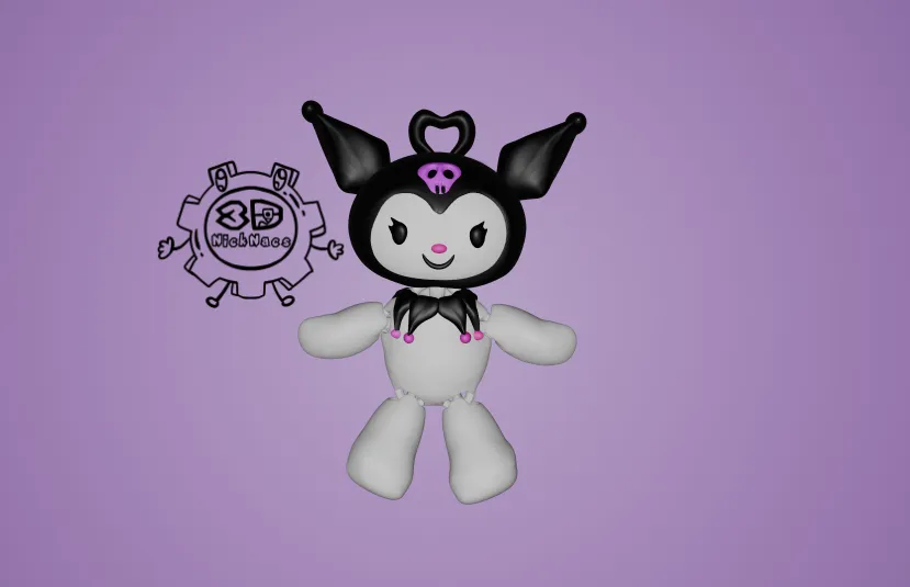 Kuromi Hello Kitty Sanrio Fidget Flexi Keychain - Free 3D Print Model ...