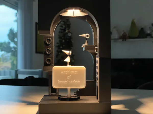 Trophée-lampe façon Monument Valley