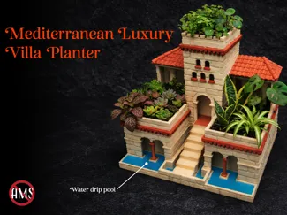 Mediterranean Luxury Villa Planter with Drip Tray