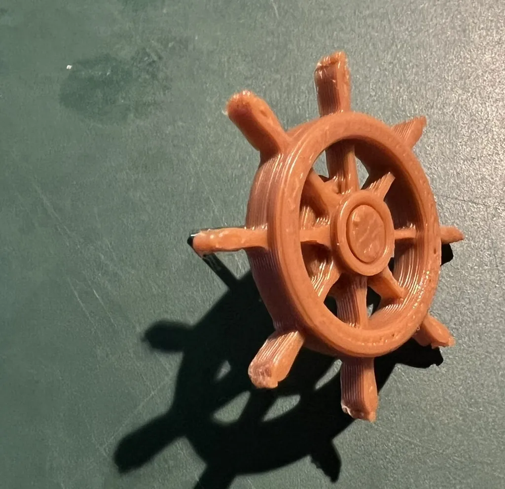 Rotating Ship's Wheel Earring (print in place) view 4