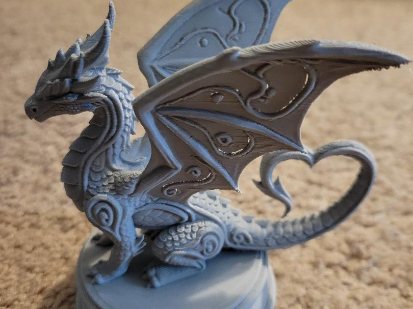 Heart Love Dragon - Fantasy Figurine with Wings
