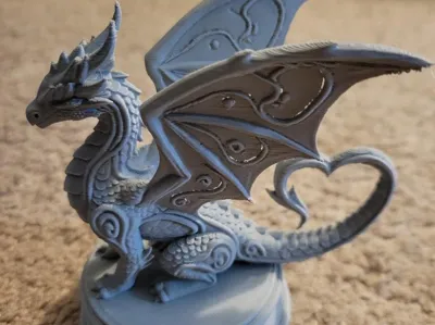 Heart Love Dragon - Fantasy Figurine with Wings