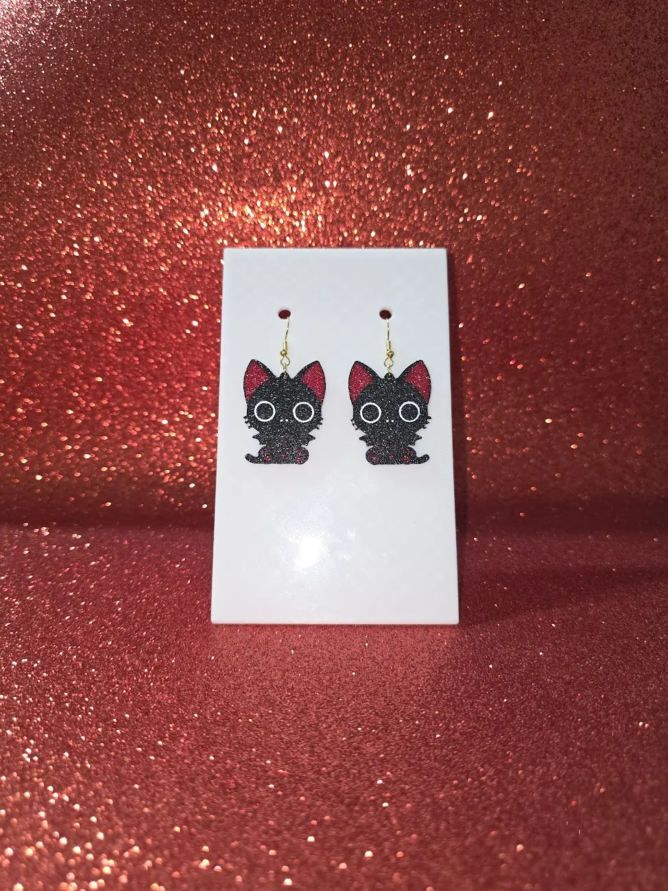 Vampire cat earrings view 2