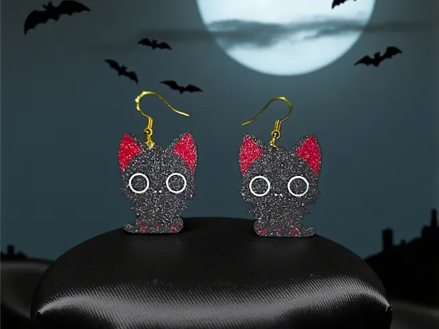 Vampire cat earrings