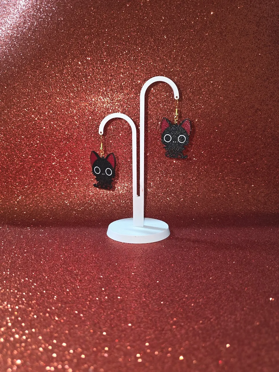 Vampire cat earrings view 3