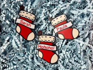Christmas Stocking Ornament with Custom Text