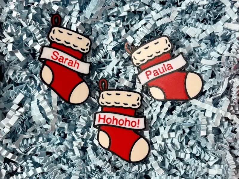 Christmas Stocking Ornament with Custom Text