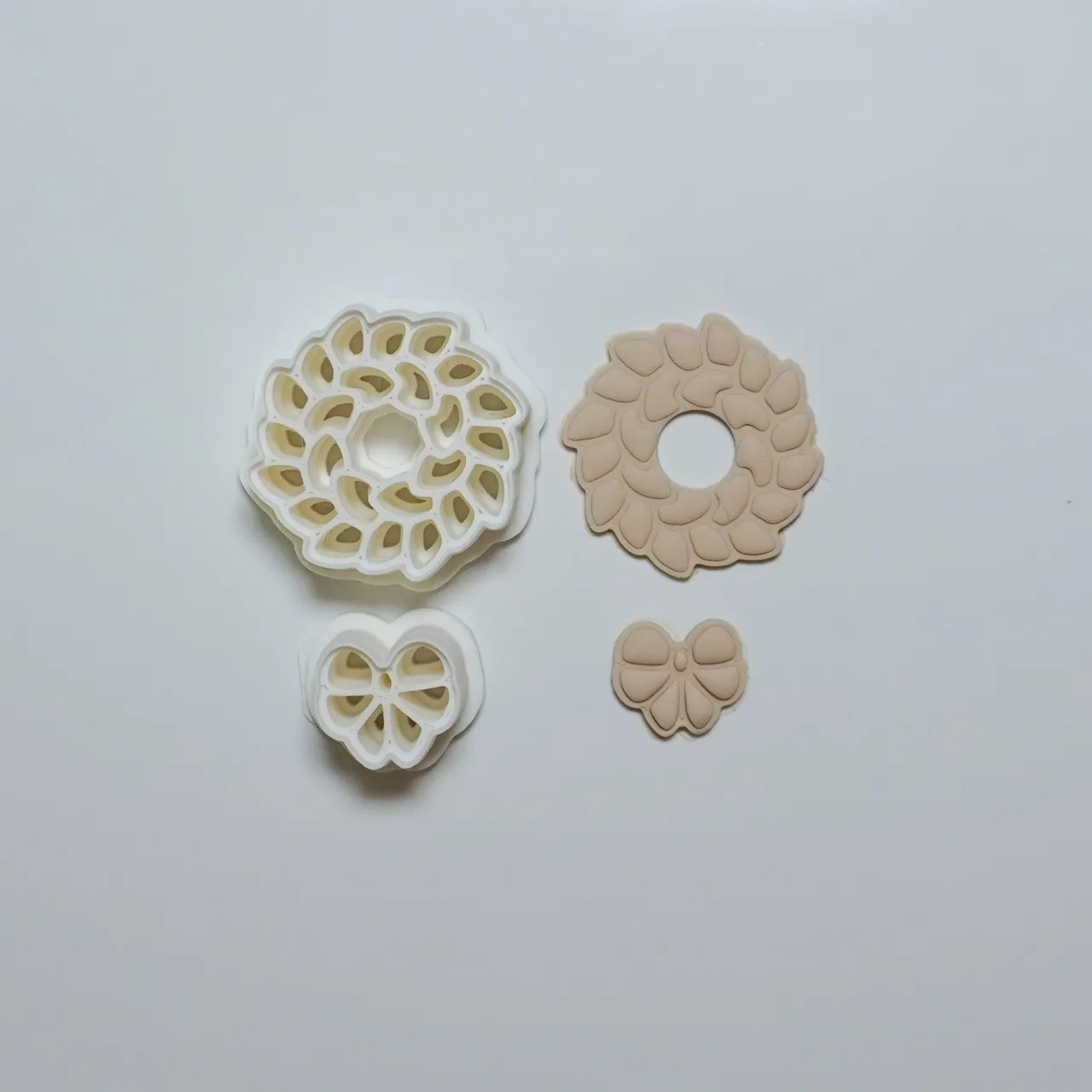 Christmas Wreath Polymer Clay Cutter Earrings view 2