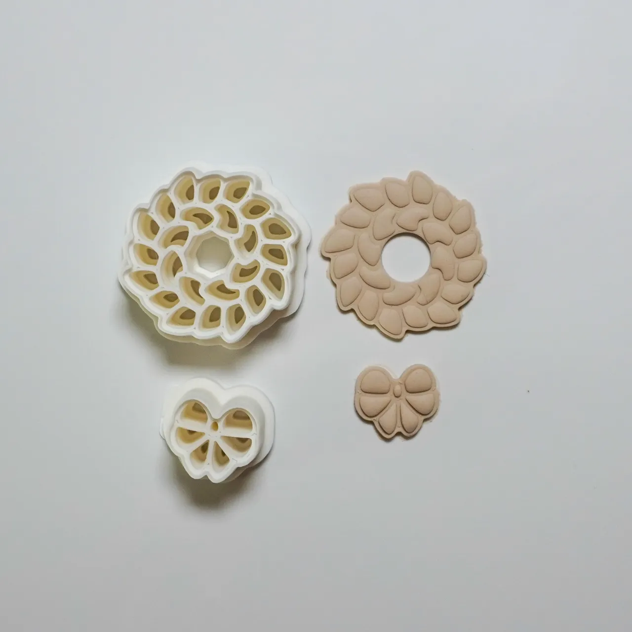 Christmas Wreath Polymer Clay Cutter Earrings view 3