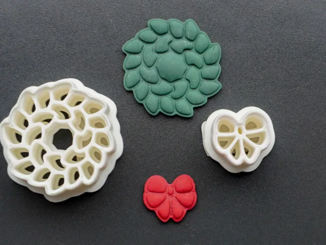 Christmas Wreath Polymer Clay Cutter Earrings