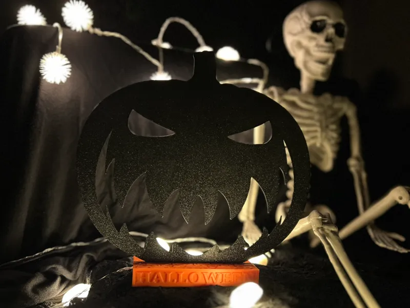 Halloween Kürbis Böse 2D Bild für Universalständer