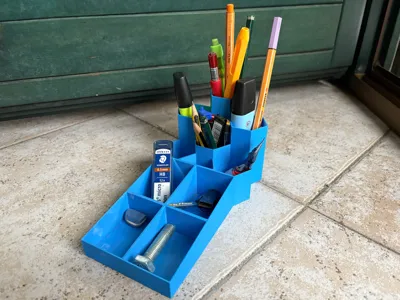 Multi-Compartment Desk Organizer with Pen Holders
