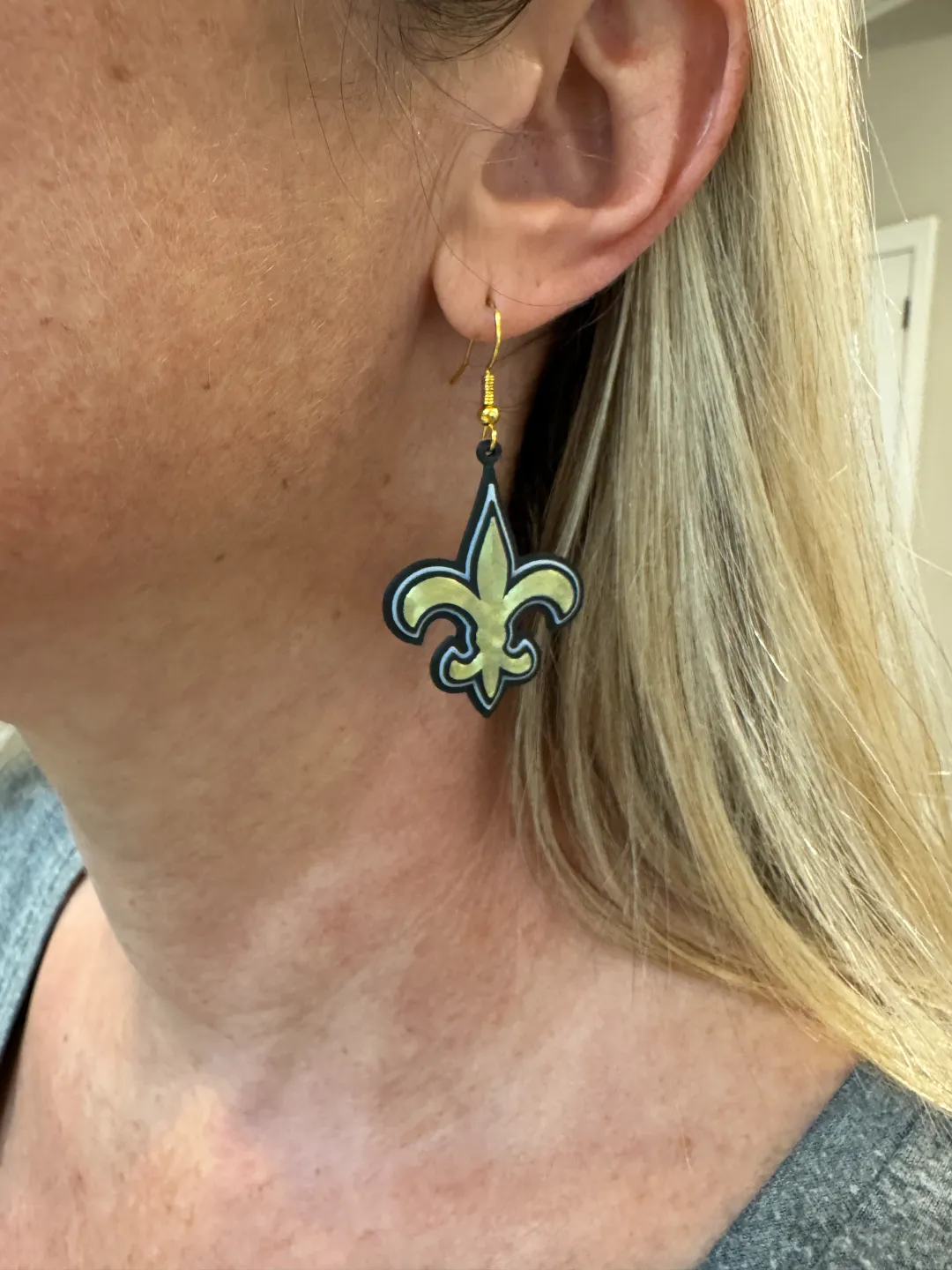 Saints Fleur De Lis Earrings view 2