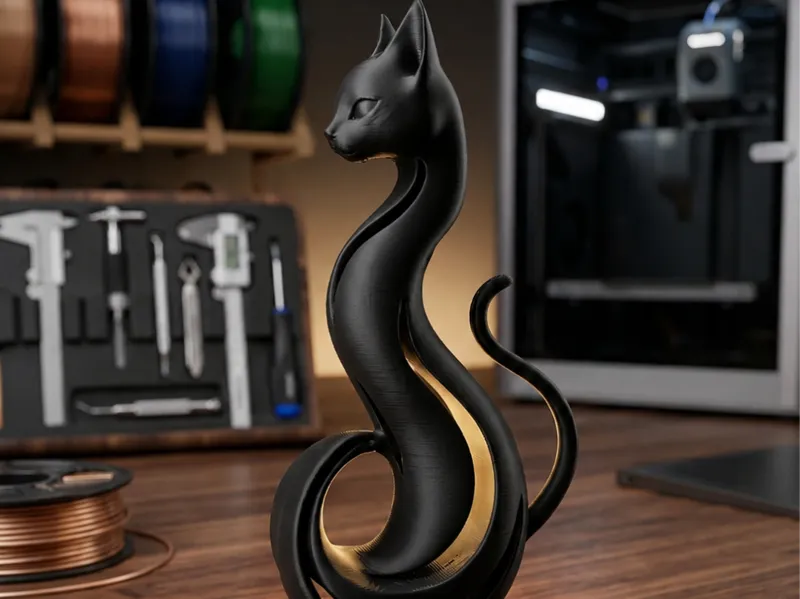 Serpentin Cat Statue