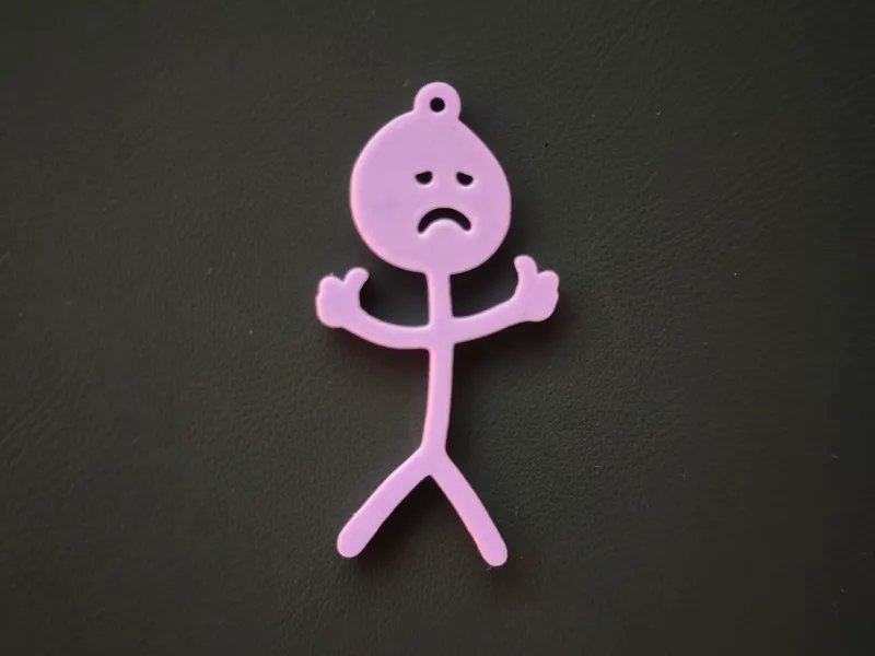 Thumb up sad stickman keychain