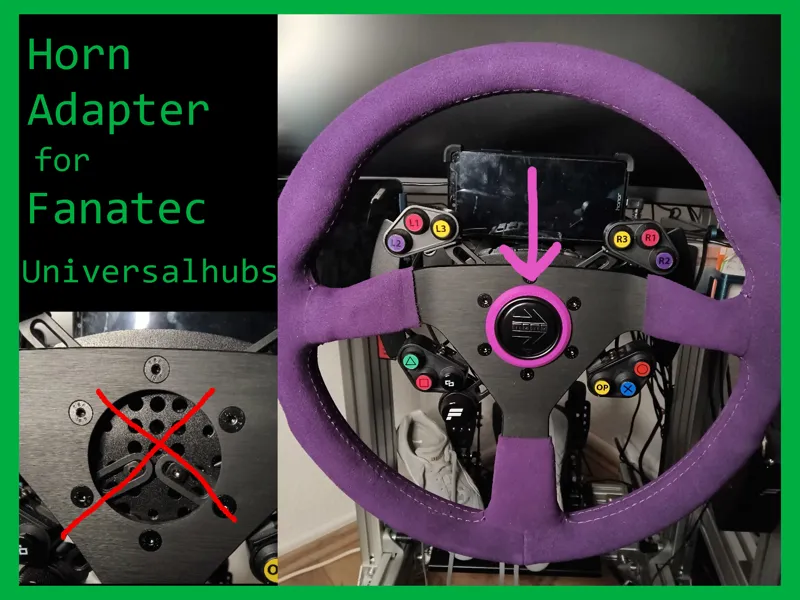 Horn Button Adapter Fanatec Universalhub 55mm hole