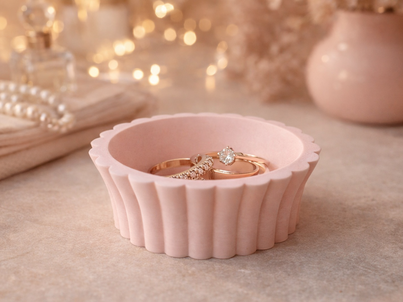 Decorative Scalloped Vanity Ring Dish