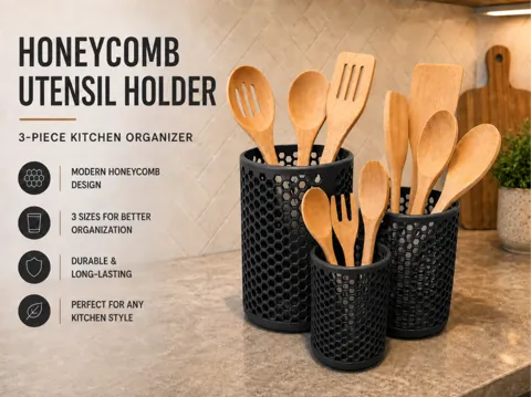 Organizador: Honeycomb Utensil Holder | Kitchen Organizer — referencia de MakerWorld