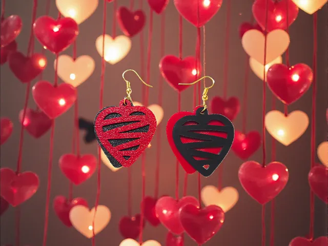 Modern zebra heart earrings