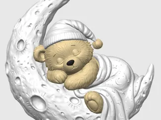 Sleeping Teddy Bear on Moon