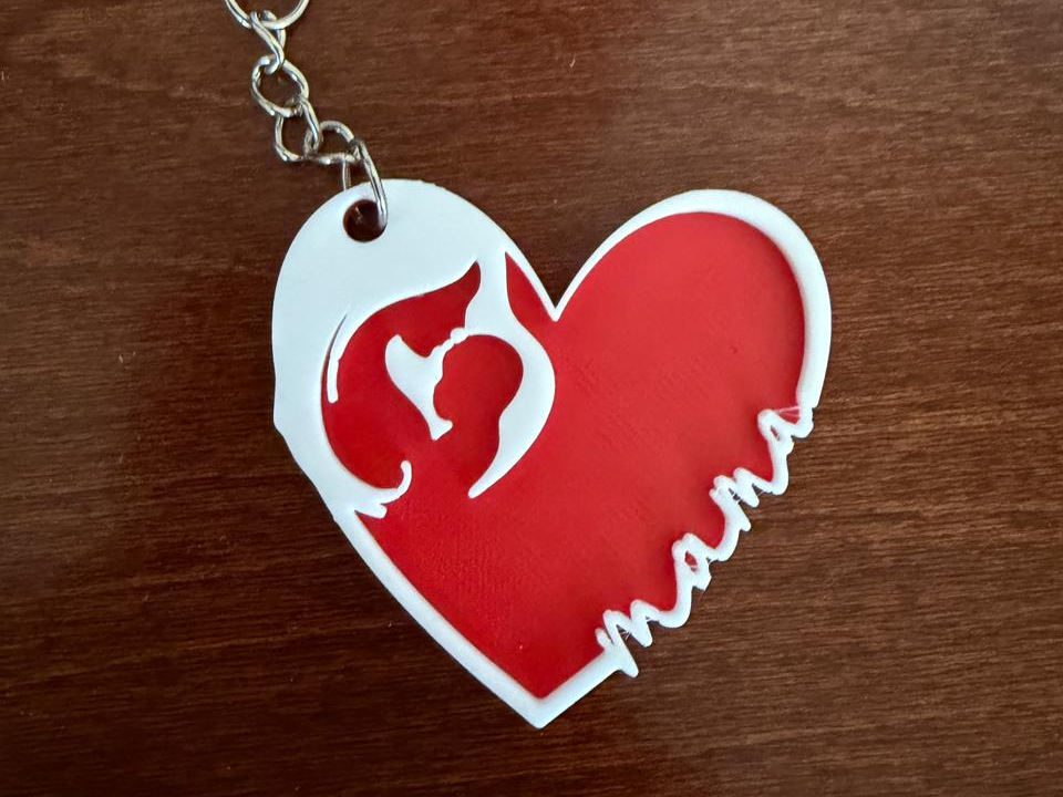 Llavero Corazón Mamá - Silueta Madre e Hijo 