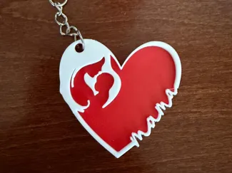 Llavero Corazón Mamá - Silueta Madre e Hijo 
