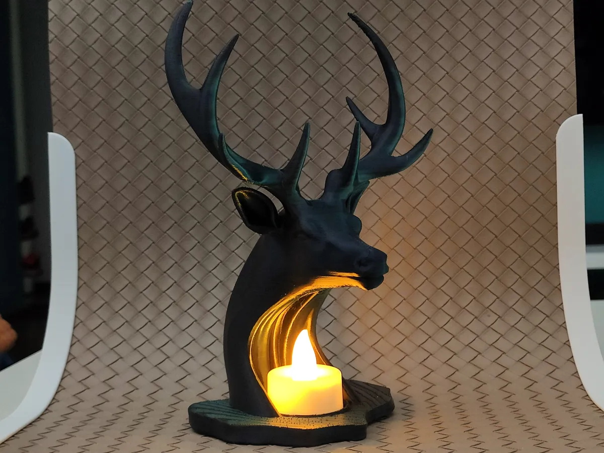 Statue de cerf, porte-bougie LED