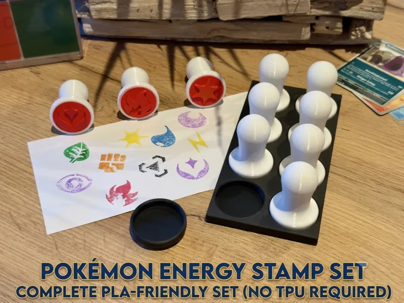 Pokémon Energy Stamp Set & Holder (PLA Friendly!)